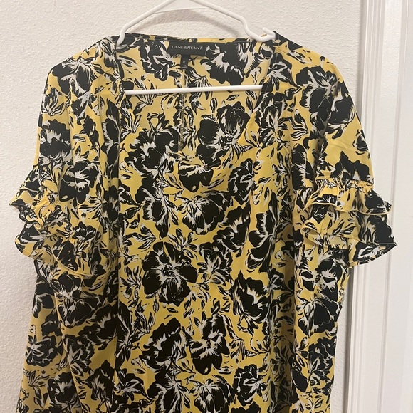 Lane Bryant Yellow and Black Ruffled Blouse size 22 - Picture 8 of 14